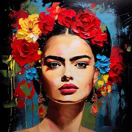 Prachtige vrouw met bloemenkrans van Lauri Creates