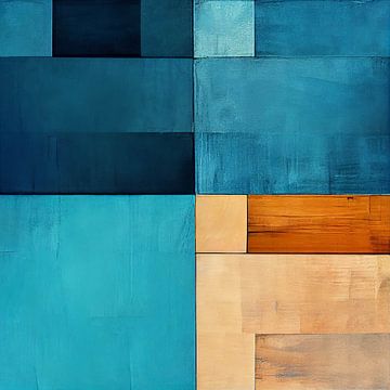 Horizon of calm in aqua, blue and brown by Color Square