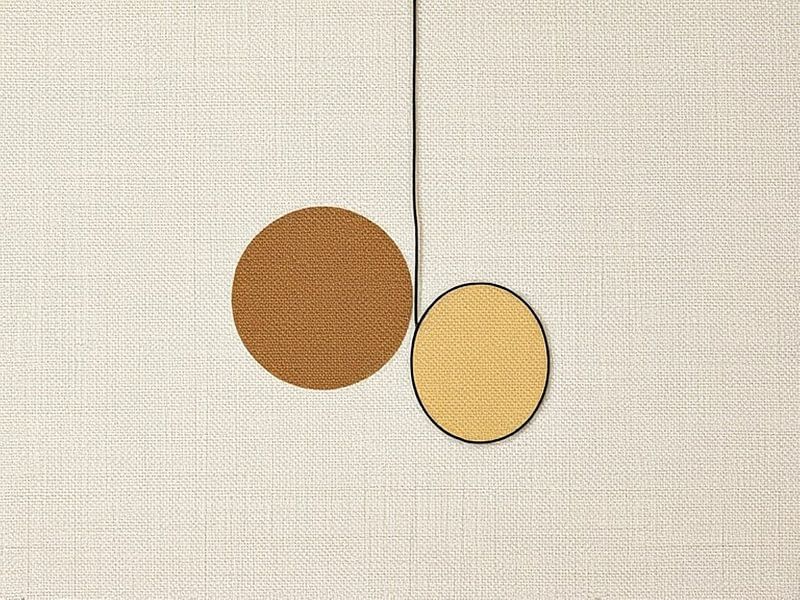 Abstract minimalism linen circles on a thread. by J.a Dijkstra