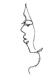 Line sketch of a woman with her eyes closed