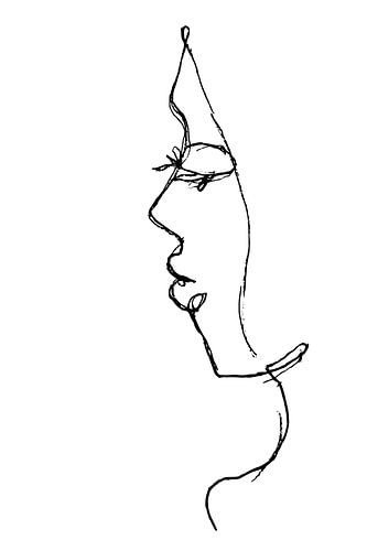 Lijn schets van een vrouw met haar ogen gesloten