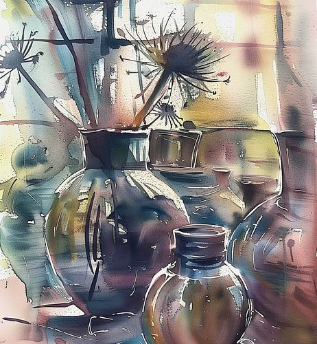 Réflexions de la lumière sur des vases transparents