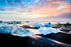 Glace sur la plage, hiver en Islande