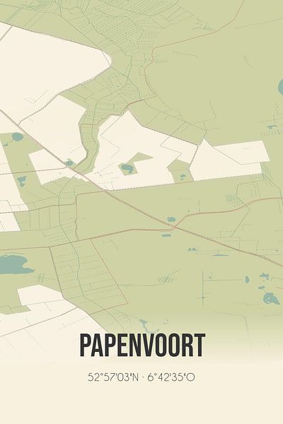Vintage landkaart van Papenvoort (Drenthe) van Stad & Wand