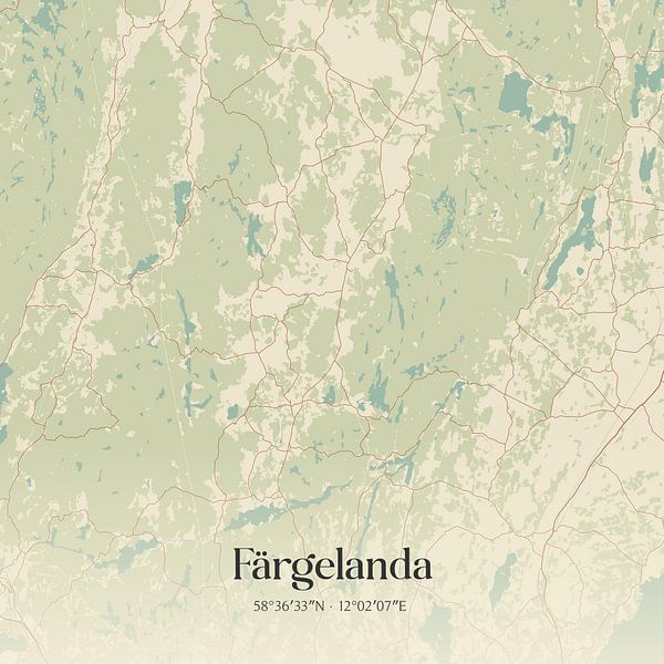 Vintage map of Färgelanda, Sweden. by Prints of Place