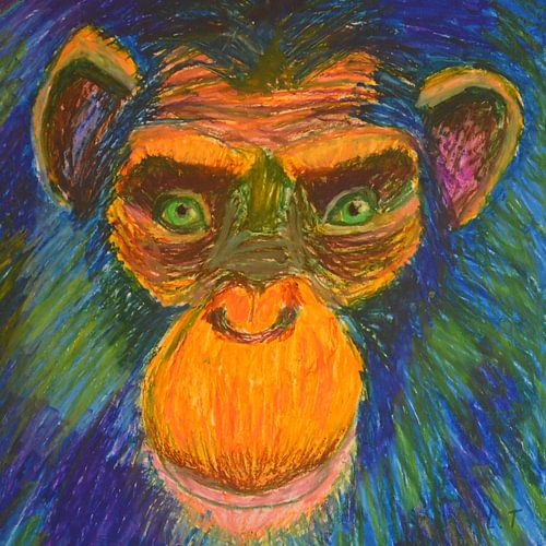 Crayon primate in color