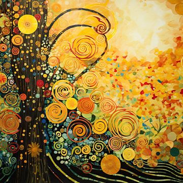 Herfstige Levensboom | Abstracte Herfst van Abstract Schilderij