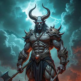 MALGORAX – Der Dämon mit seiner Axt auf einem Schlachtfeld voller Schädel von INFERAURUM