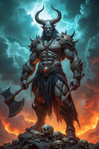 MALGORAX – De demon met zijn bijl op een slagveld vol schedels