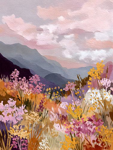 Paysage floral dans les montagnes
