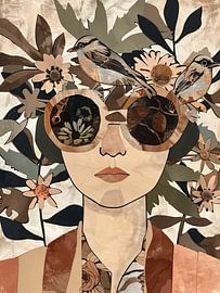 Collage, Porträt in Erdtönen