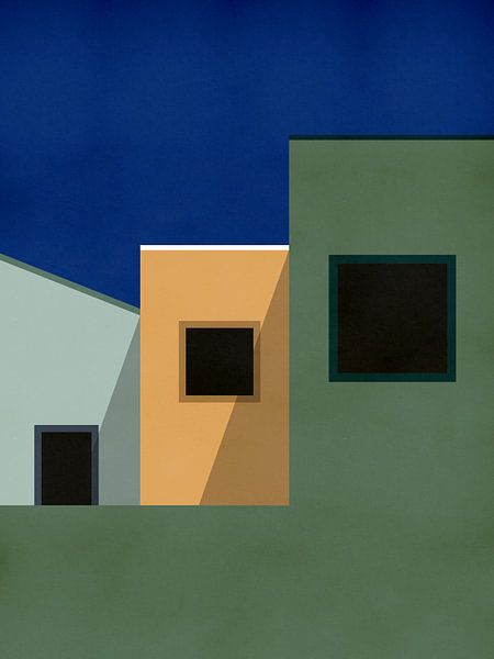 Drie Huizen - Architectuur Illustratie van MDRN HOME
