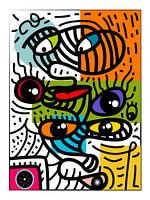 Abstracte gezichten in gestreepte patronen