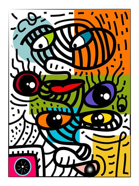 Visages abstraits dans des motifs rayés par Kelly R Hayes