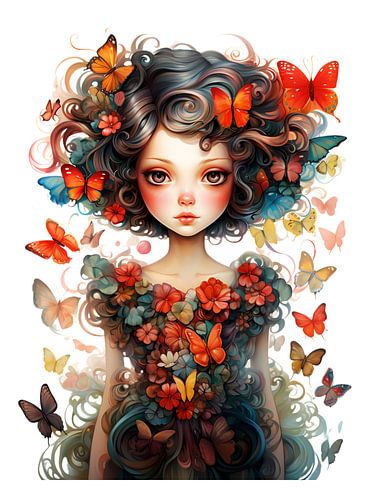 Herfst vlinder meisje