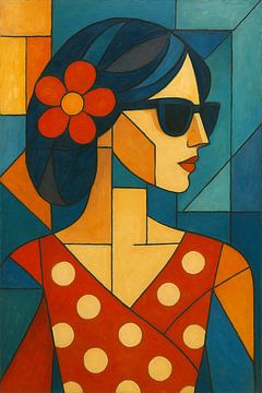 Geometric woman painting. by Gallery Hoppenbrouwers
