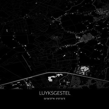Zwart-witte landkaart van Luyksgestel, Noord-Brabant. van Rezona