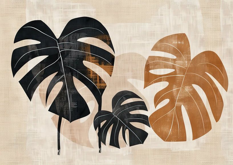 Monstera Painting | Metallic Flora Essence by Modern Collection