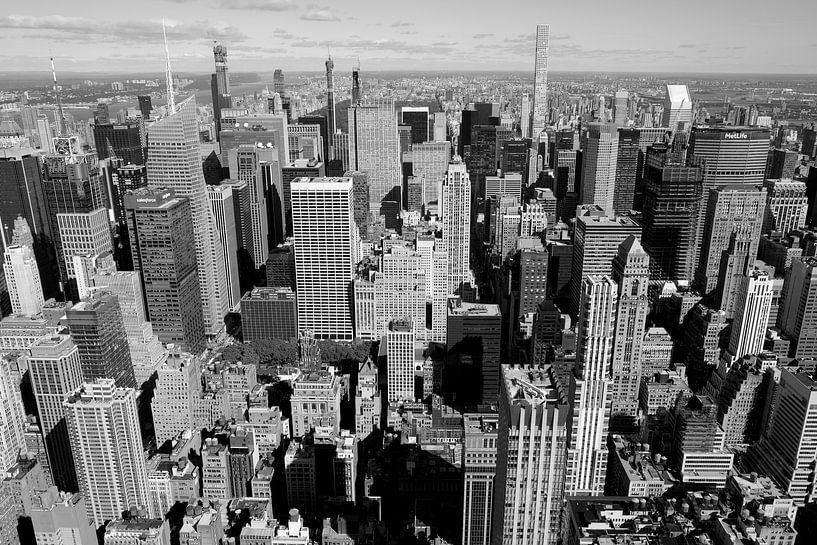 Nord Manhattan vom Empire State Building in schwarz weiss von Ingrid Meuleman