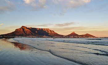 Sunrise with Table Mountain in South Africa