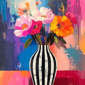 Modern Abstract Stilleven. Boeket met  papavers popart stijl