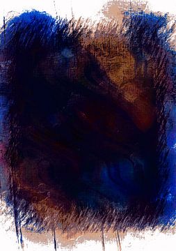 Blauwe Wabi Sabi abstractie van Mad Dog Art