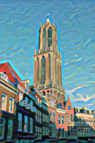 Moderner Illustrationsdom von Utrecht von Slimme Kunst.nl