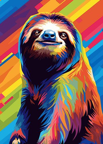 Sloth Wild Nature WPAP Color Style