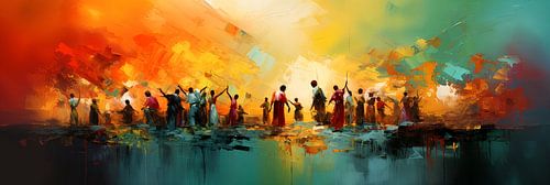 De Verloren Geheimen: Een Poëtisch Kleurrijk Schilderij Geïnspireerd door een Reis naar Afrika