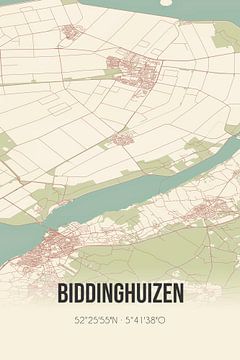 Vintage landkaart van Biddinghuizen (Flevoland) van Rezona