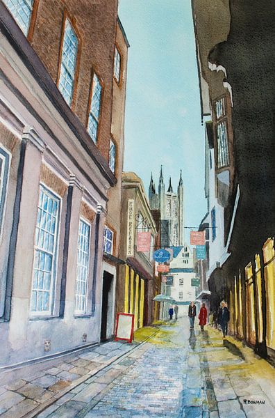 Canterbury - Aquarel schilderij van WatercolorWall