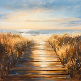 Strandweg Abendstimmung von Poster Art Shop