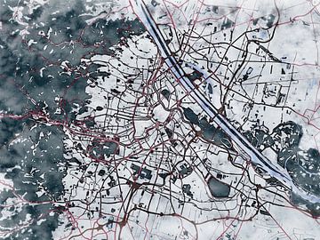 Map of Wenen with the style 'White Winter' by Maporia