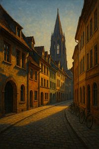Freiburger Abendrot - Edward Hopper inspirierte Straßengelassenheit