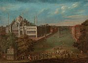 Der große Anblick überquert die Atmeydanı (Hippodrom), Jean Baptiste Vanmour, 1720 - 1737. von Marieke de Koning Miniaturansicht