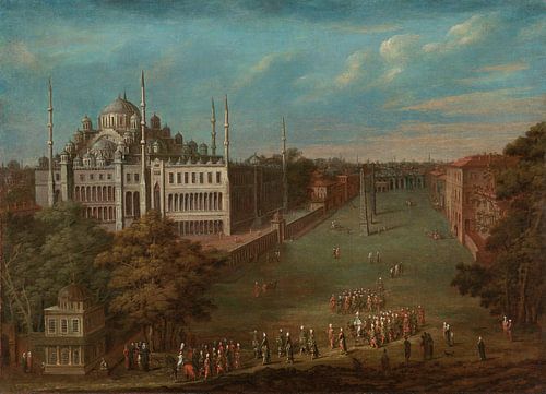 De grootvizier steekt de Atmeydanı (hippodroom) over, Jean Baptiste Vanmour, 1720 - 1737