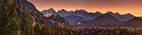 Neuschwanstein Castle and Hohenschwangau at sunset