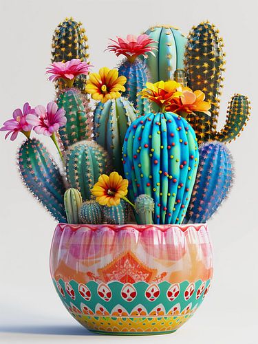 kleurrijke cactus in een pot