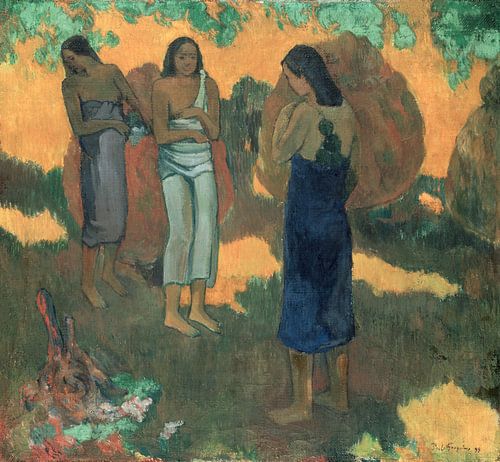 Drei tahitianische Frauen vor gelbem Hintergrund, Paul Gauguin