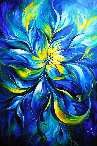 Abstract schilderij met dynamische kleurencombinatie