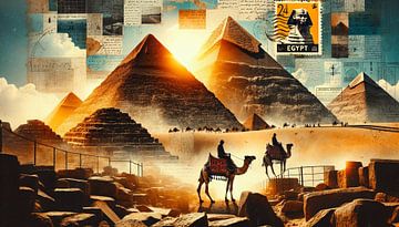 Sfinx en piramides in het zonlicht van artefacti
