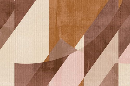 Bauhaus abstracte vormen in bruin, roest, beige, verbrand oranje III