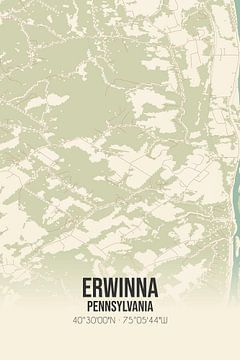 Carte ancienne d'Erwinna (Pennsylvanie), USA. sur Rezona