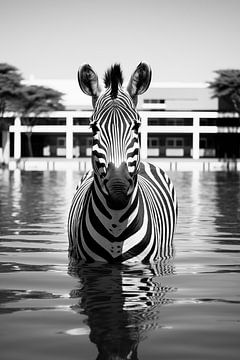 Zebra im Pool von BlackPeonyX