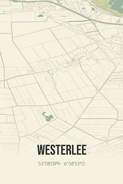Vintage landkaart van Westerlee (Groningen) van MijnStadsPoster