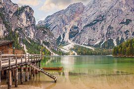 Beautiful old wooden rowing boat on Lake Braies, South Tyrol by Christian Müringer