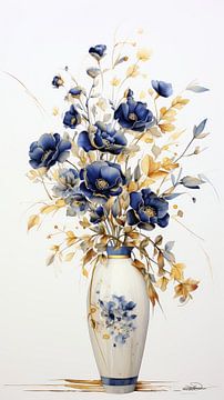 dried flowers in a Kintsugi vase by Gelissen Artworks