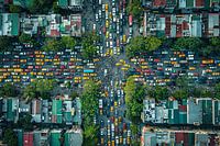 aerial photography over city and country