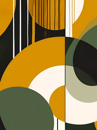 Art géométrique moutarde et vert foncé