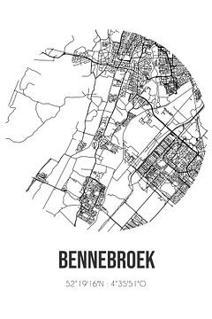 Bennebroek (Noord-Holland) | Landkaart | Zwart-wit van Rezona